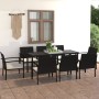 Conjunto de comedor de jardín 9 piezas ratán sintético negro de vidaXL, Conjuntos de jardín - Ref: Foro24-3065710, Precio: 52...
