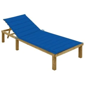 Lounger with royal blue impregnated pine wood cushion by vidaXL, Loungers - Ref: Foro24-3065829, Price: 127,20 €, Discount: %