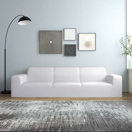 Funda elástica para sofá de 4 plazas poliéster jersey blanca de vidaXL, Fundas - Ref: Foro24-332951, Precio: 29,31 €