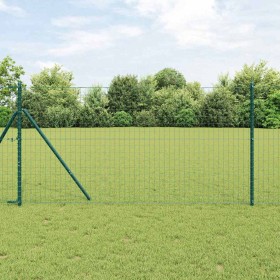 Reja con postes Verde 1 x 25 m Acero