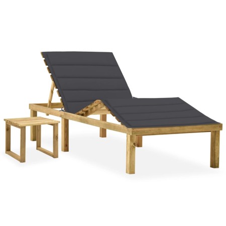Gartenliege mit Tisch und Kissen aus imprägniertem Zirbenholz von vidaXL, Liegen - Ref: Foro24-3065864, Preis: 148,04 €, Raba...