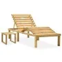 Garden sun lounger with table and cushion made of impregnated pine wood. by vidaXL, Loungers - Ref: Foro24-3065864, Price: 13...