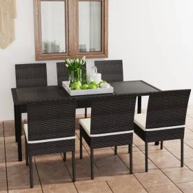 Garden dining set 7 pieces black synthetic rattan by vidaXL, Garden sets - Ref: Foro24-3065697, Price: 535,58 €, Discount: %