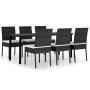 Garten-Essgruppe 7-teilig aus schwarzem synthetischem Rattan von vidaXL, Gartensets - Ref: Foro24-3065697, Preis: 516,96 €, R...