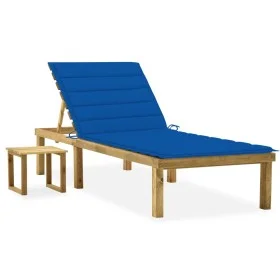 Garden lounger with impregnated pine wood table and cushion by vidaXL, Loungers - Ref: Foro24-3065844, Price: 131,45 €, Disco...