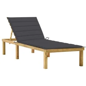 Tumbona con cojín mdera de pino impregnada gris antracita by vidaXL, Loungers - Ref: Foro24-3065849, Price: 134,23 €, Discoun...