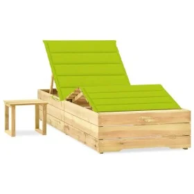 Garden lounger with impregnated pine wood table and cushion by vidaXL, Loungers - Ref: Foro24-3065965, Price: 176,10 €, Disco...