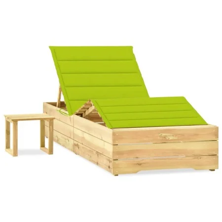 Garden lounger with impregnated pine wood table and cushion by vidaXL, Loungers - Ref: Foro24-3065965, Price: 176,13 €, Disco...