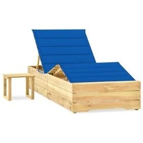 Garden lounger with impregnated pine wood table and cushion by vidaXL, Loungers - Ref: Foro24-3065964, Price: 183,34 €, Disco...