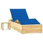 Garden lounger with impregnated pine wood table and cushion by vidaXL, Loungers - Ref: Foro24-3065964, Price: 183,34 €, Disco...