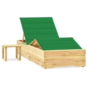 Garden lounger with impregnated pine wood table and cushion by vidaXL, Loungers - Ref: Foro24-3065959, Price: 177,07 €, Disco...