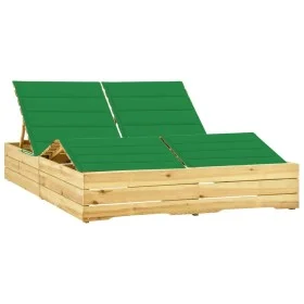 Double sun lounger and cushions made of green impregnated pine wood by vidaXL, Loungers - Ref: Foro24-3065989, Price: 294,89 ...