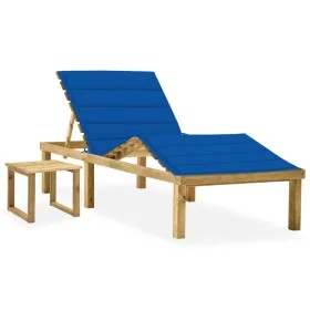 Garden lounger with impregnated pine wood table and cushion by vidaXL, Loungers - Ref: Foro24-3065874, Price: 140,75 €, Disco...