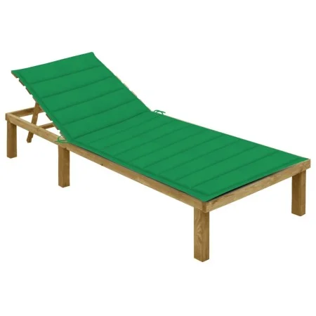 Lounger with green cushion made of impregnated pine wood by vidaXL, Loungers - Ref: Foro24-3065824, Price: 122,36 €, Discount: %