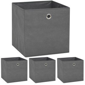 Cajas de almacenaje 4 unidades textil no tejido 32x32x32cm gris Cajas de almacenaje 4 unidades textil no tejido 32x32x32cm gris