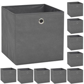 Cajas de almacenaje 10 uds textil no tejido 32x32x32 cm gris Cajas de almacenaje 10 uds textil no tejido 32x32x32 cm gris