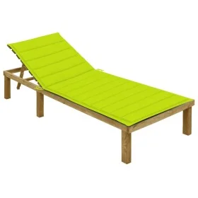 Lounger with bright green cushion, impregnated pine wood by vidaXL, Loungers - Ref: Foro24-3065830, Price: 122,40 €, Discount: %