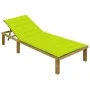 Lounger with bright green cushion, impregnated pine wood by vidaXL, Loungers - Ref: Foro24-3065830, Price: 122,40 €, Discount: %