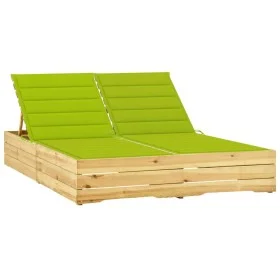 Double sun lounger and bright green cushions, impregnated pine wood. by vidaXL, Loungers - Ref: Foro24-3065980, Price: 318,91...