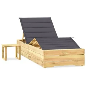 Garden sun lounger with table and cushion made of impregnated pine wood. by vidaXL, Loungers - Ref: Foro24-3065954, Price: 18...
