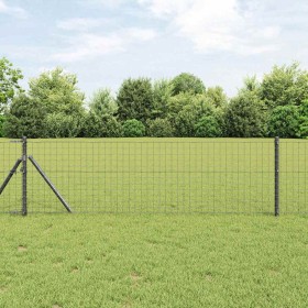 Reja con postes Gris 0.4 x 10 m Acero