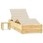 Tumbona de jardín con mesa y cojín de madera de pino impregnada de vidaXL, Tumbonas - Ref: Foro24-3065956, Precio: 180,08 €, ...
