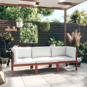 Sofá de jardín de 3 plazas con cojín madera maciza de acacia de vidaXL, Conjuntos de jardín - Ref: Foro24-3057883, Precio: 30...
