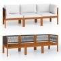 3-Sitzer-Gartensofa mit Kissen aus massivem Akazienholz von vidaXL, Gartensets - Ref: Foro24-3057883, Preis: 306,55 €, Rabatt: %