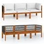3-Sitzer-Gartensofa mit Kissen aus massivem Akazienholz von vidaXL, Gartensets - Ref: Foro24-3057883, Preis: 301,76 €, Rabatt: %