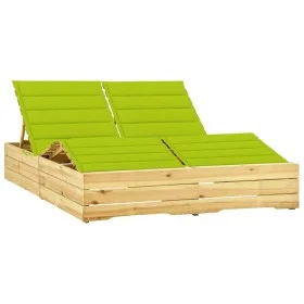 Double lounger and bright green cushions impregnated pine wood by vidaXL, Loungers - Ref: Foro24-3065995, Price: 294,01 €, Di...