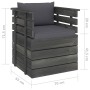 Gartensessel mit Kissen aus Zirbenholz von vidaXL, Modulare Sofas für den Außenbereich - Ref: Foro24-3061719, Preis: 102,29 €...