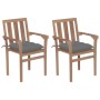 Gartenstühle 2 Einheiten aus Teakholz mit grauen Kissen von vidaXL, Gartenstühle - Ref: Foro24-3062224, Preis: 254,09 €, Raba...