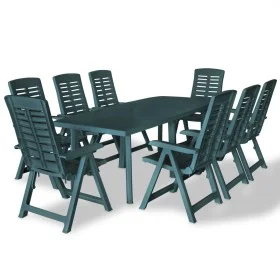 9-piece green plastic garden dining set by vidaXL, Garden sets - Ref: Foro24-275081, Price: 913,63 €, Discount: %