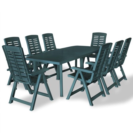 Juego de comedor de jardín 9 piezas plástico verde de vidaXL, Conjuntos de jardín - Ref: Foro24-275081, Precio: 1,00 €