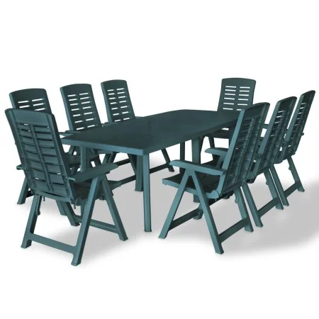 Juego de comedor de jardín 9 piezas plástico verde de vidaXL, Conjuntos de jardín - Ref: Foro24-275081, Precio: 1,00 €, Descu...