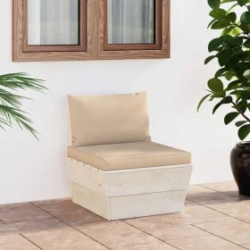 Central sofa made of garden pallets with impregnated fir wood cushions by vidaXL, Modular outdoor sofas - Ref: Foro24-3063363...