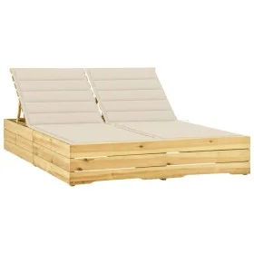 Double lounger and cream-impregnated pine wood cushions by vidaXL, Loungers - Ref: Foro24-3065971, Price: 326,16 €, Discount: %