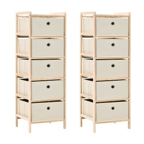 Shelves with 5 fabric baskets 2 units beige cedar wood by vidaXL, Lockers and storage cabinets - Ref: Foro24-276232, Price: 6...