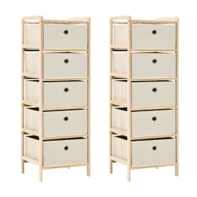 Shelves with 5 fabric baskets 2 units beige cedar wood by vidaXL, Lockers and storage cabinets - Ref: Foro24-276232, Price: 6...