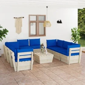 9-piece pallet garden furniture and fir wood cushions by vidaXL, Garden sets - Ref: Foro24-3063658, Price: 735,73 €, Discount: %