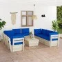 9-teilige Gartenmöbel aus Paletten und Kissen aus Tannenholz von vidaXL, Gartensets - Ref: Foro24-3063658, Preis: 735,28 €, R...