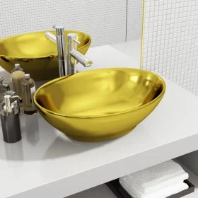 Waschbecken 40x33x13,5 cm Keramik gold von vidaXL, Sinkt - Ref: Foro24-143474, Preis: 73,06 €, Rabatt: %