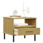OSLO Nachttisch, Metallbeine, massives Kiefernholz, braun von vidaXL, Seitentische - Ref: Foro24-351030, Preis: 44,81 €, Raba...