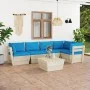 Muebles de jardín de palets 6 piezas y cojines madera de abeto by vidaXL, Garden sets - Ref: Foro24-3063568, Price: 525,42 €,...