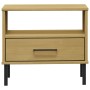 OSLO bedside table metal legs solid pine wood brown by vidaXL, Side tables - Ref: Foro24-351030, Price: 44,81 €, Discount: %