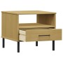 OSLO bedside table metal legs solid pine wood brown by vidaXL, Side tables - Ref: Foro24-351030, Price: 44,81 €, Discount: %