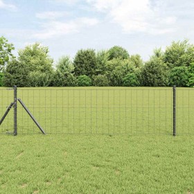 Reja con postes Gris 0.6 x 25 m Acero