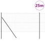 Reja con postes Gris 1 x 25 m Acero