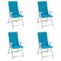 Garden chair cushion with high backrest, set of 4, blue fabric, 120x50x3 cm. by vidaXL, Cushions for chairs and sofas - Ref: ...