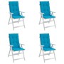 Gartenstuhlkissen mit hoher Rückenlehne 4 Stück blauer Stoff 120x50x3 cm von vidaXL, Kissen für Stühle und Sofas - Ref: Foro2...